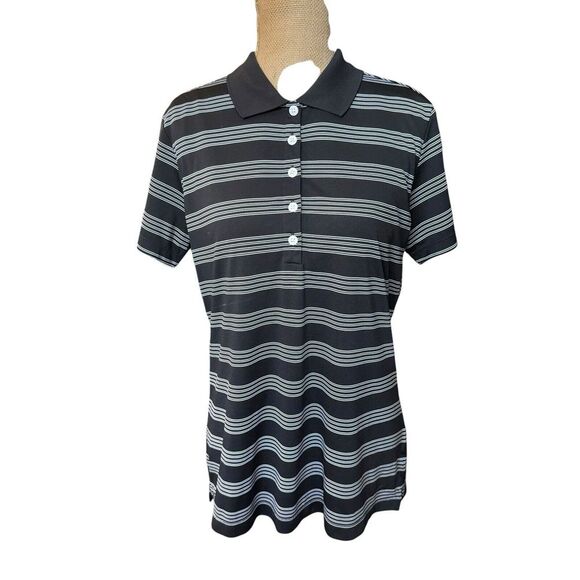Nike Dri-Fit Golf Tour Performance‎ Black/White Striped Polo Size Women's Large - Picture 1 of 10